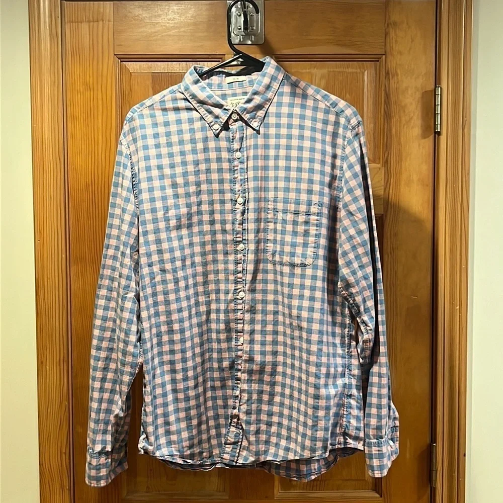 J.CREW mens slim long sleeve button down shirt size large.